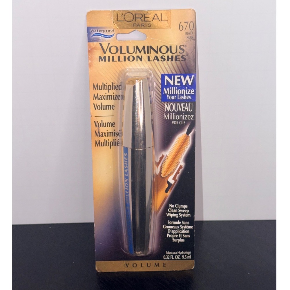 L'Oreal Voluminous Million Lashes Waterproof Mascara 670 Black Noir 0.32oz NIP